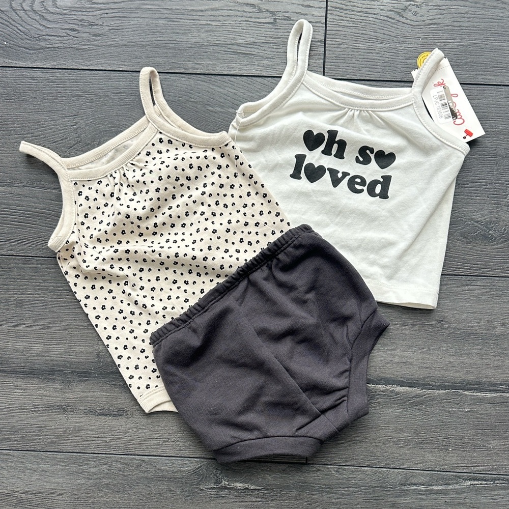 Cat & Jack Cream and Black Kids Matching Set